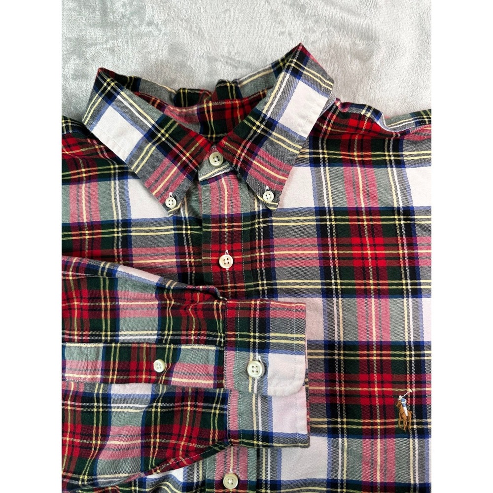 Ralph Lauren Button Down Shirt Mens 1XB Red Plaid‎ Cotton Long Sleeve